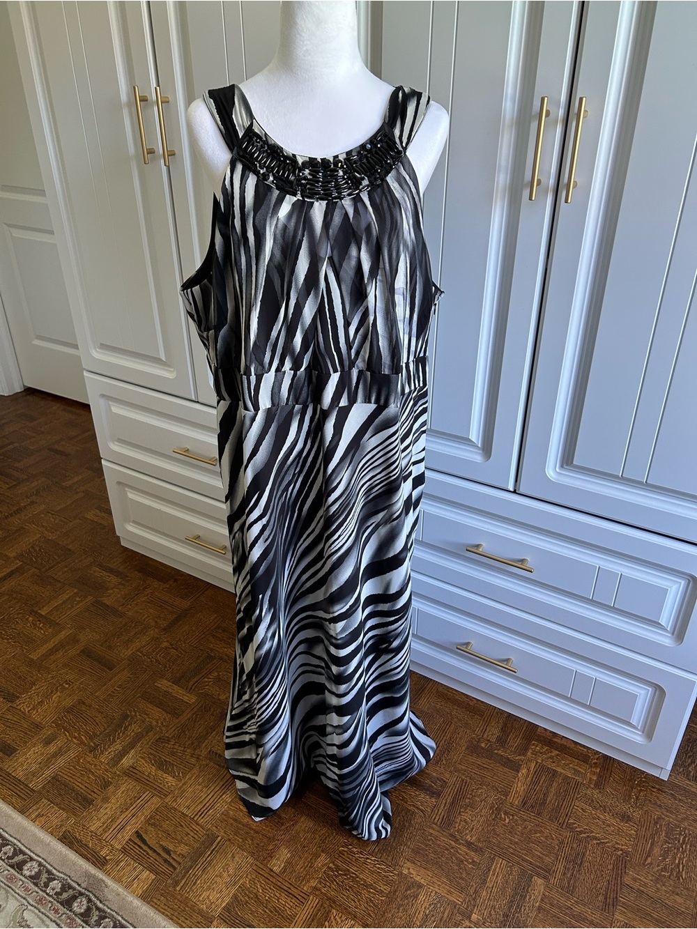 Black and White Zebra Print Midi Dress